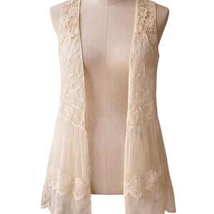 Whimsical Ivory Lace Mesh Cottagecore Vest ✧ Fairycore Romantic Layer